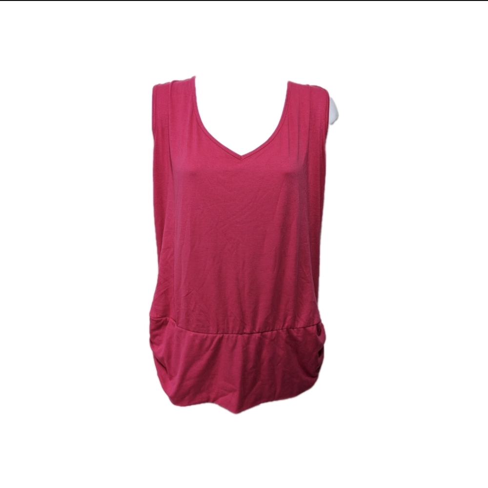 NWT New York & Company Ruched Hem Sleeveless Tunic Top XXL 2XL Pink Casual #30